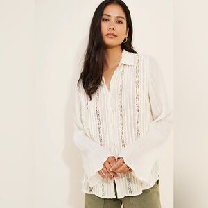 Free People White Button Down Shirt
